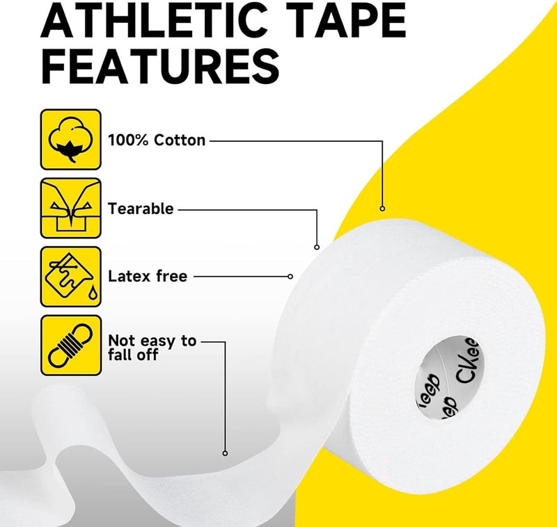 Ckeep Athletic Tape,4 Pack White Sports Tape, Very Sturdy No Glue Residue,Wrist Ankle Tape for Muscle,Climbing,Boxing,Athletes,Baseball Bats,Strains,Sprains,Injuries（1.5 Inches） - Image 2